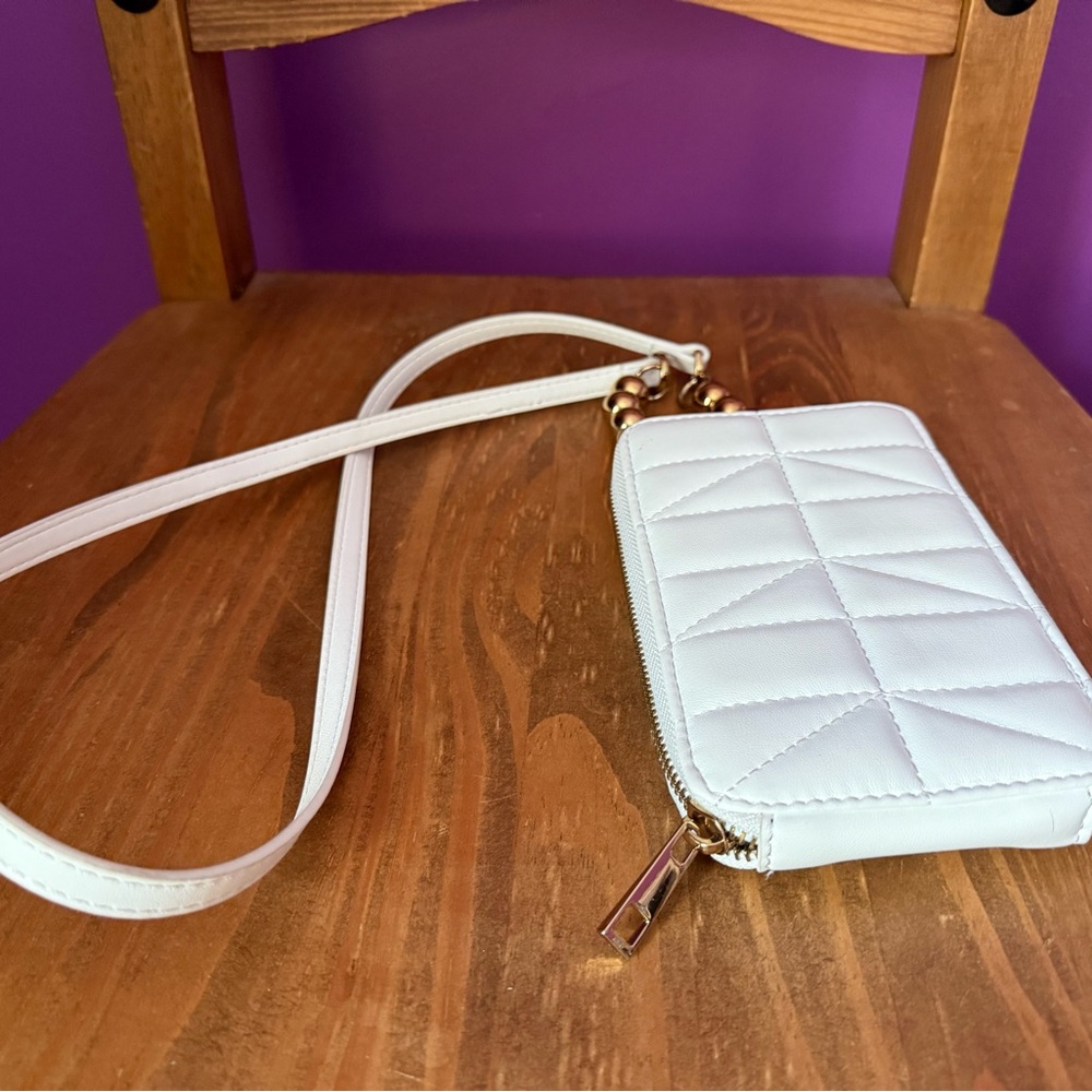 Zara White Quilted Crossbody Bag